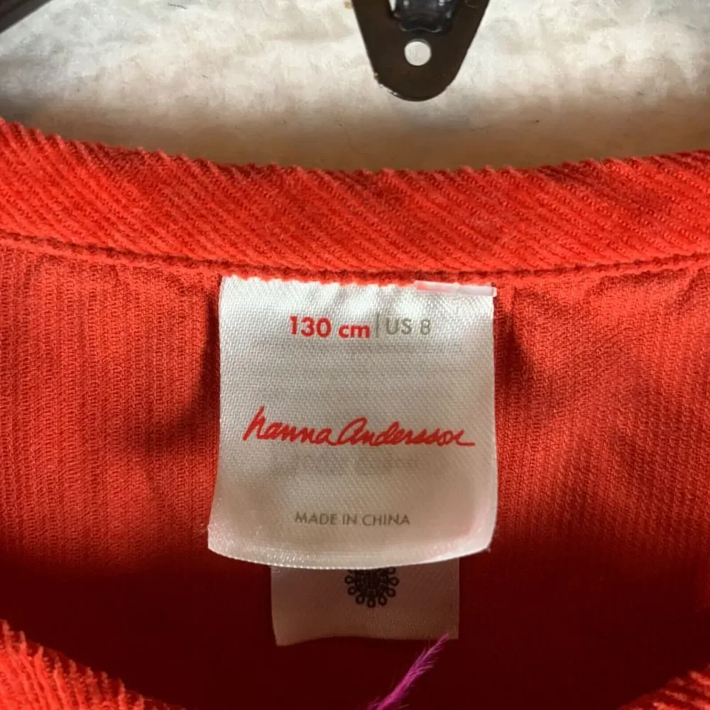 Hanna Andersson Girl's Long Sleeve Button Front‎ Orange Corduroy Dress 8 130cm